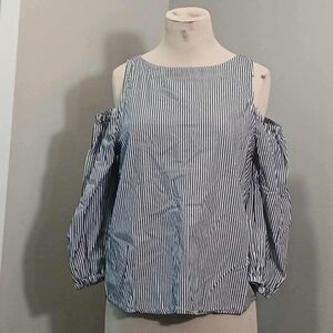 #66 Striped Cold Shoulder Women's Top